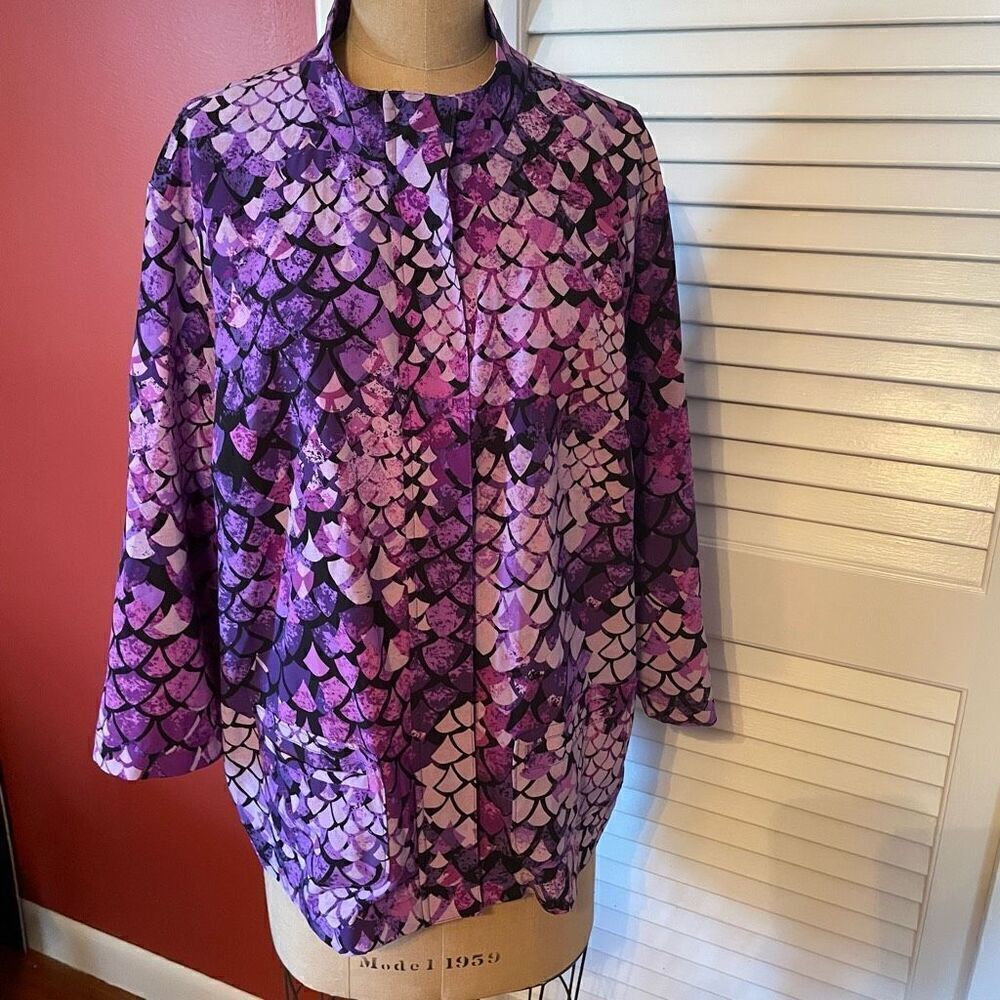 Chico's Purple & Pink Patterned Utility Jacket